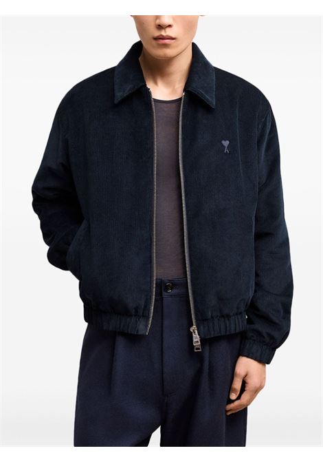 Bomber Ami de Coeur con zip in blu di AMI Paris - uomo AMI PARIS | HJK037CO00894011